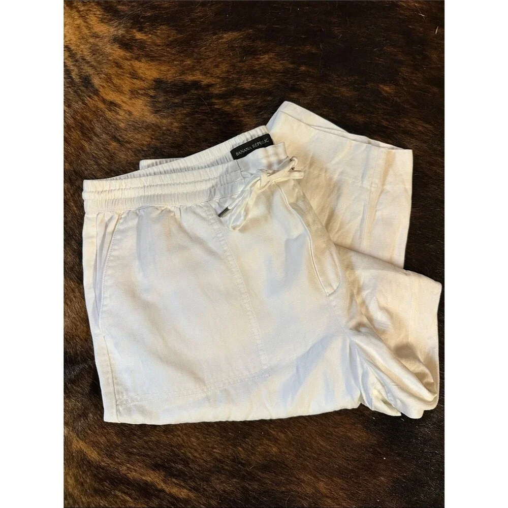 Banana Republic White Linen Blend Pants, 24